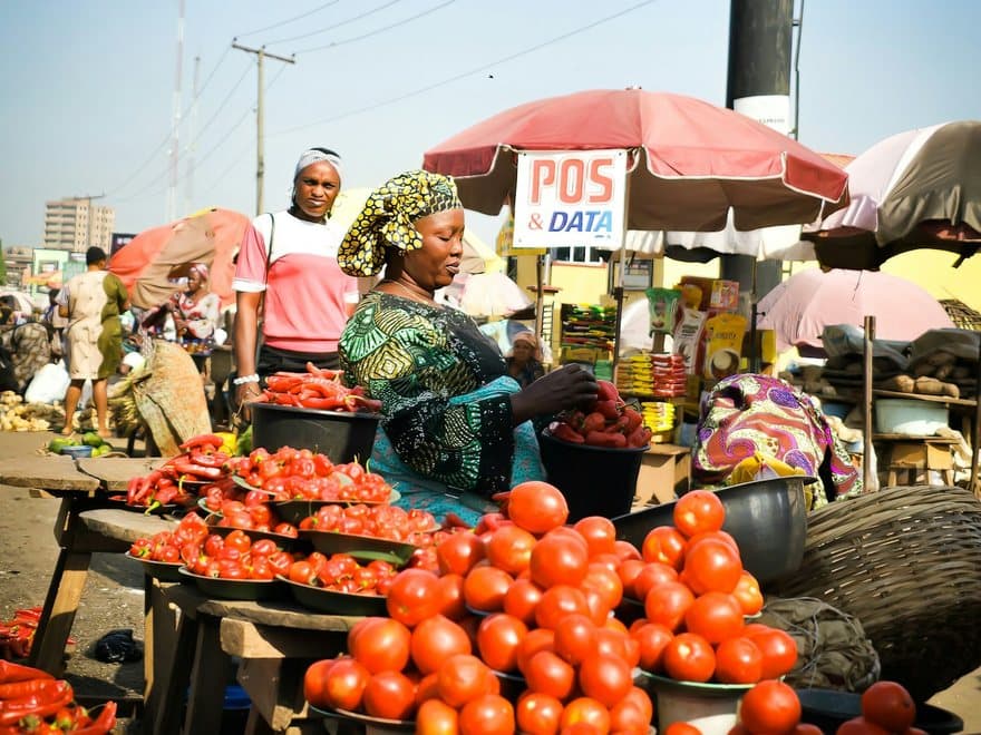 A tomato seller at Bodija Market, Ibadan